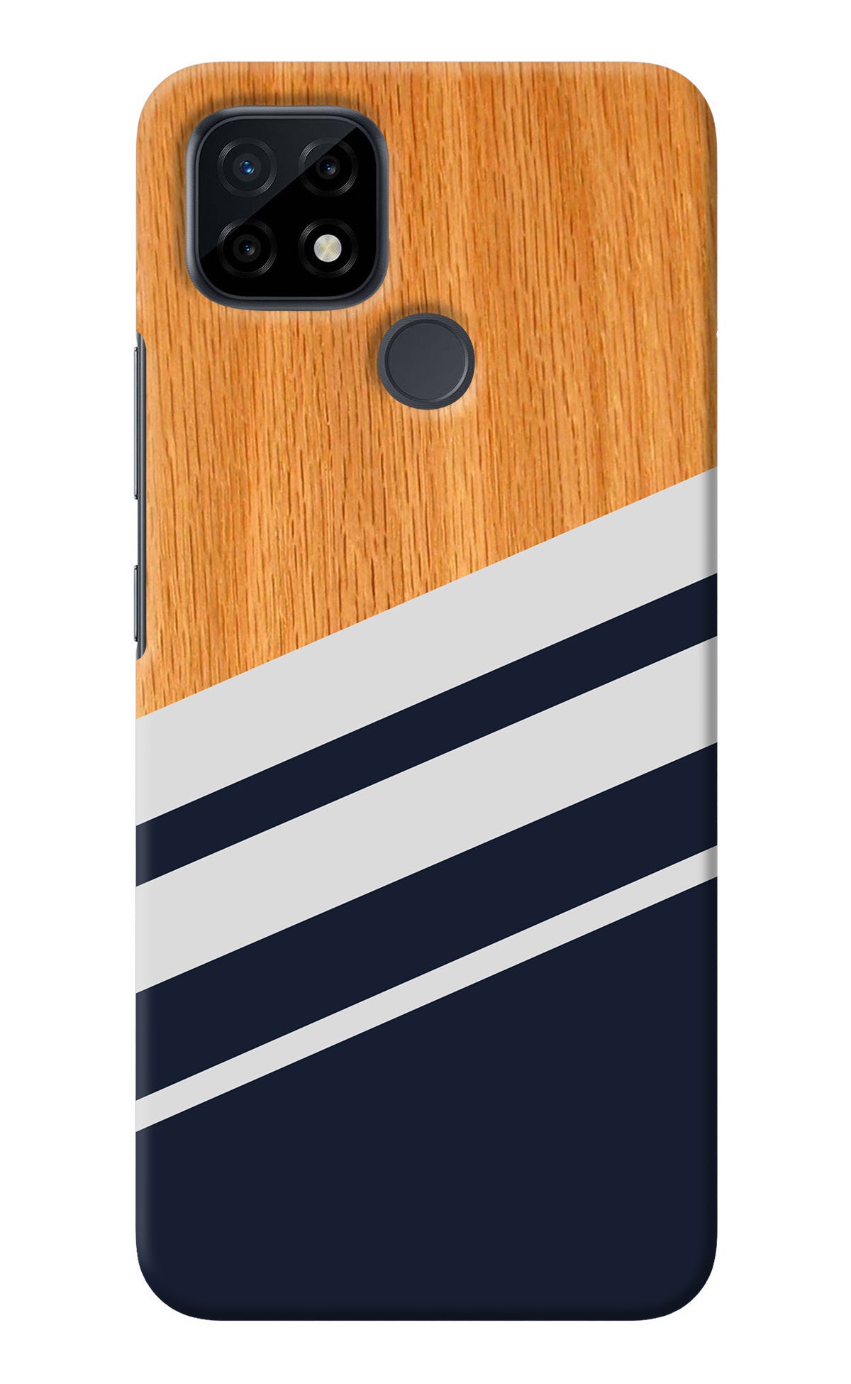 Blue and white wooden Realme C21 Back Cover