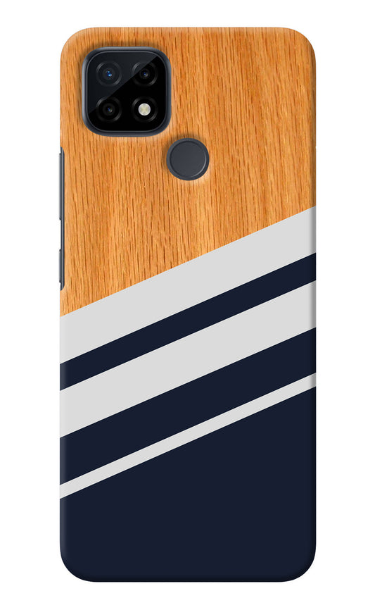 Blue and white wooden Realme C21 Back Cover