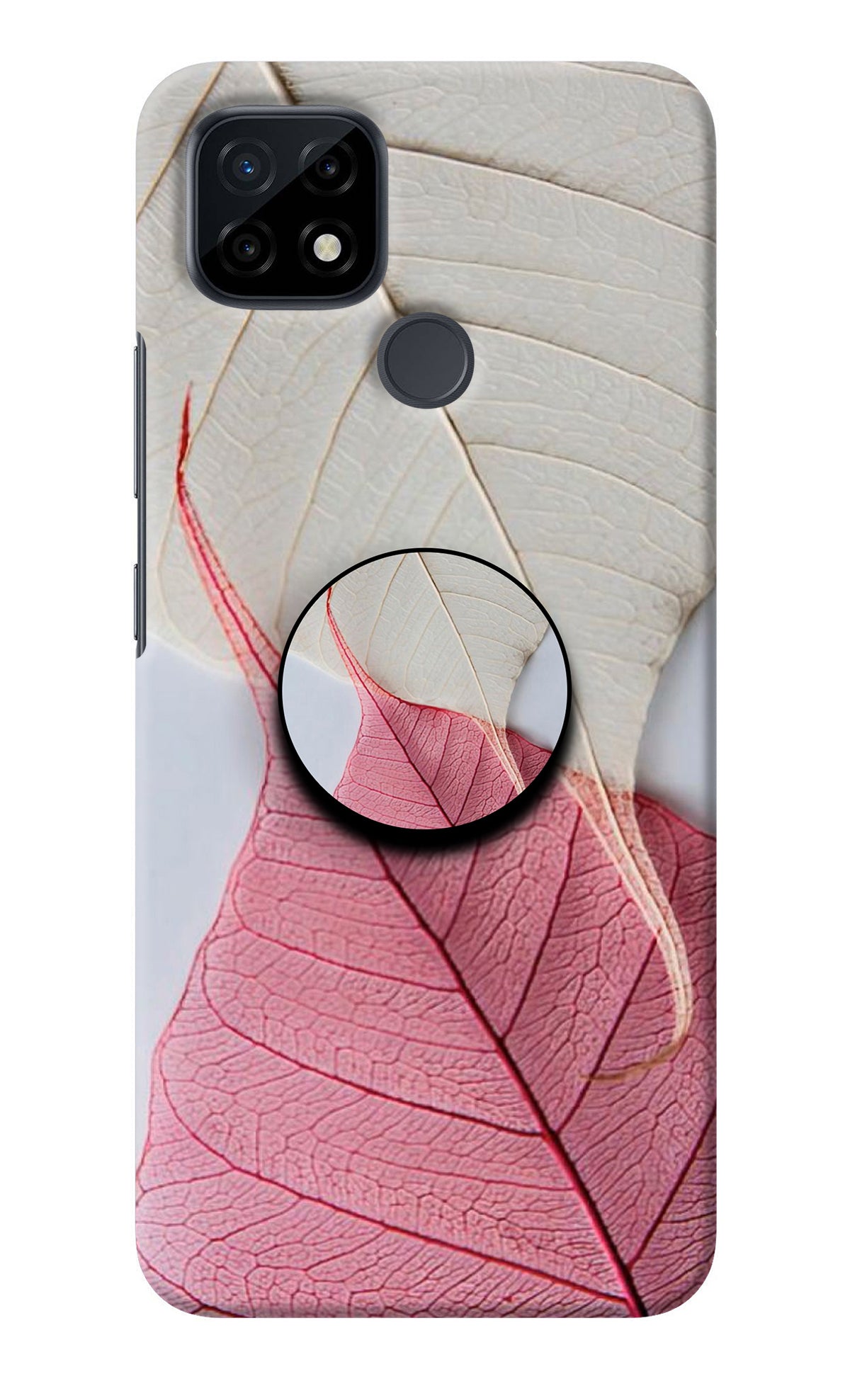 White Pink Leaf Realme C21 Pop Case