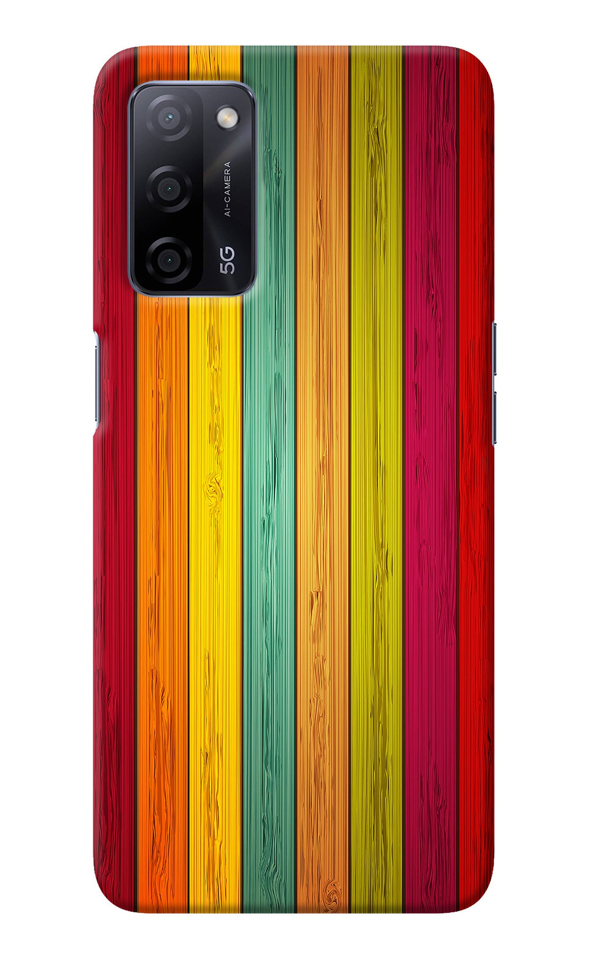 Multicolor Wooden Oppo A53s 5G Back Cover