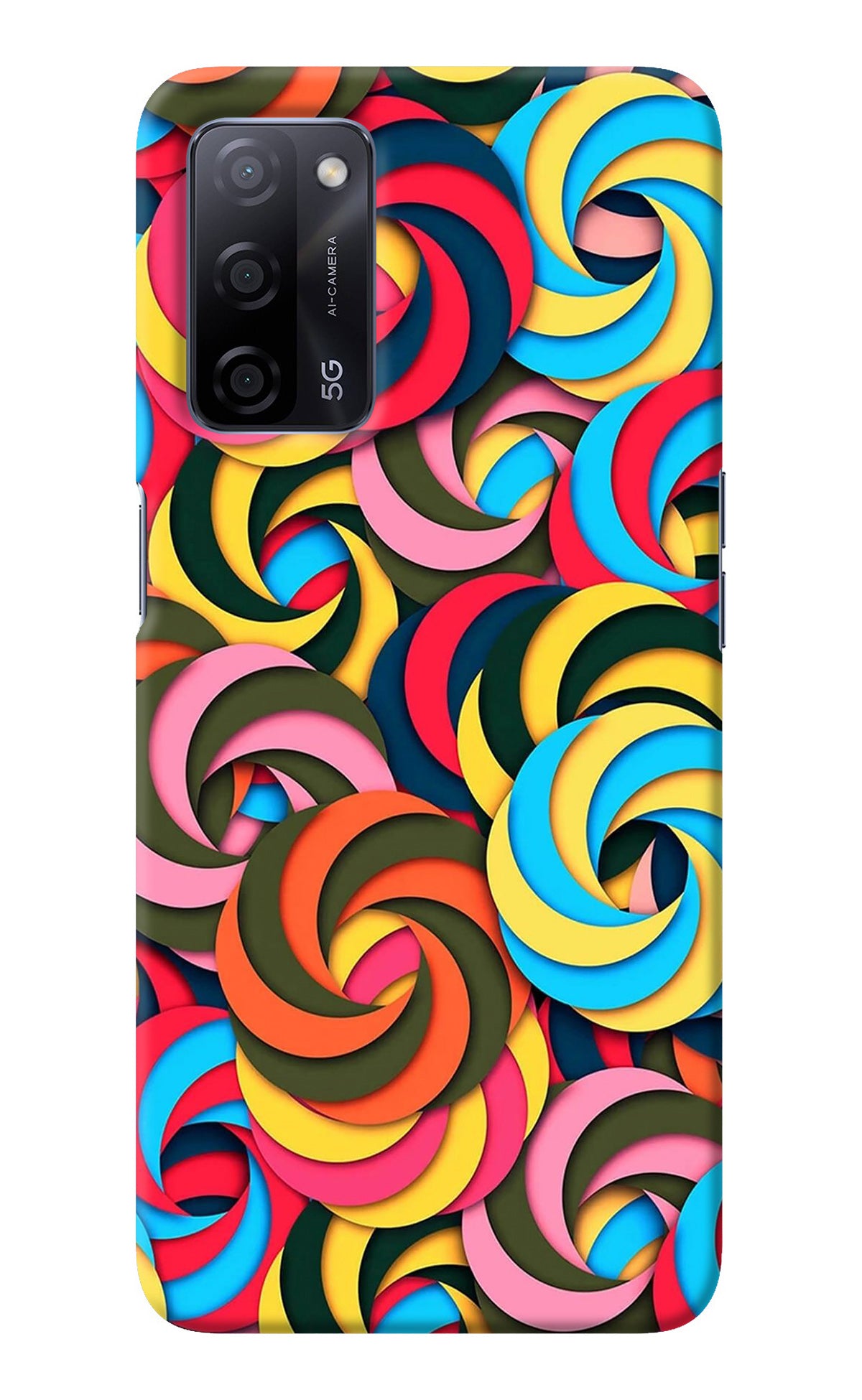 Spiral Pattern Oppo A53s 5G Back Cover