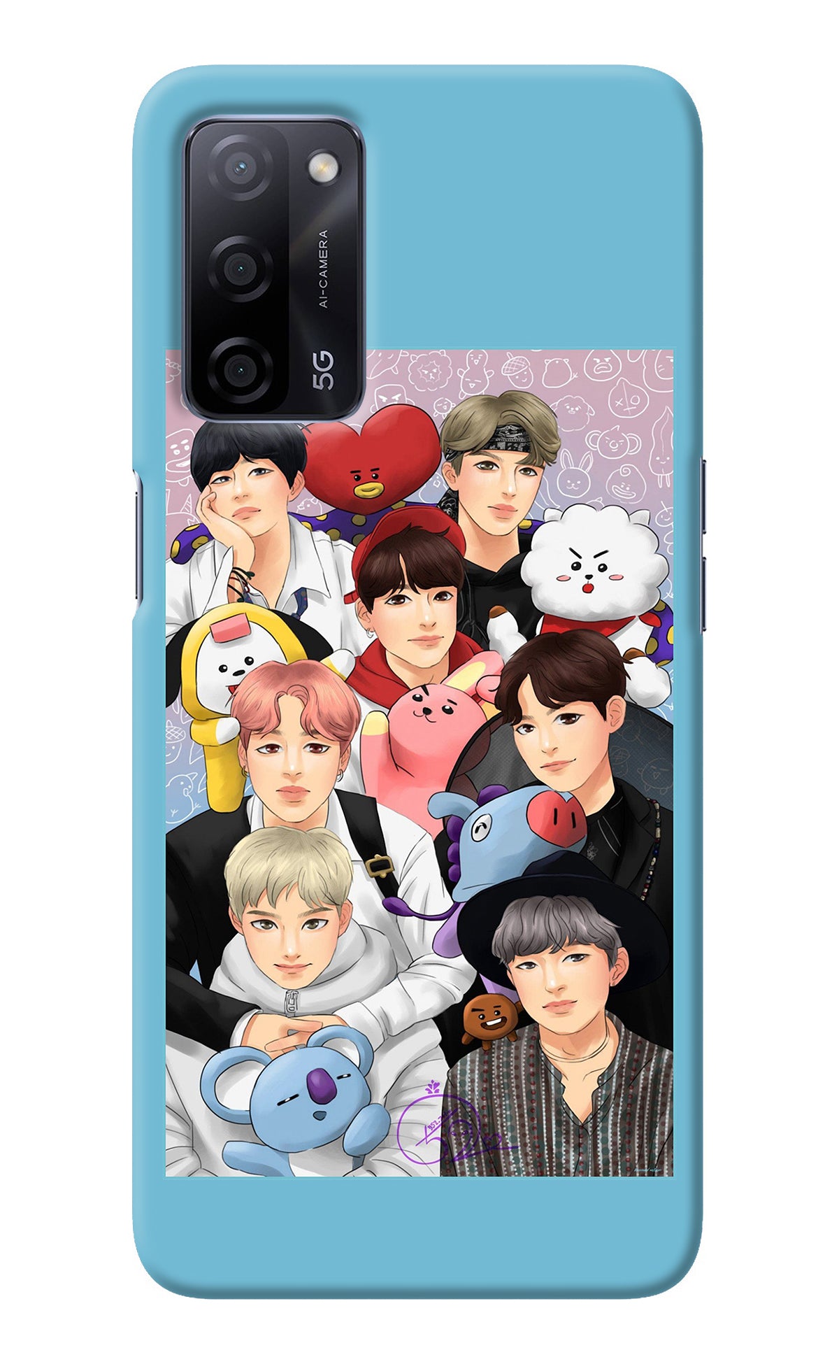 BTS with animals Oppo A53s 5G Back Cover