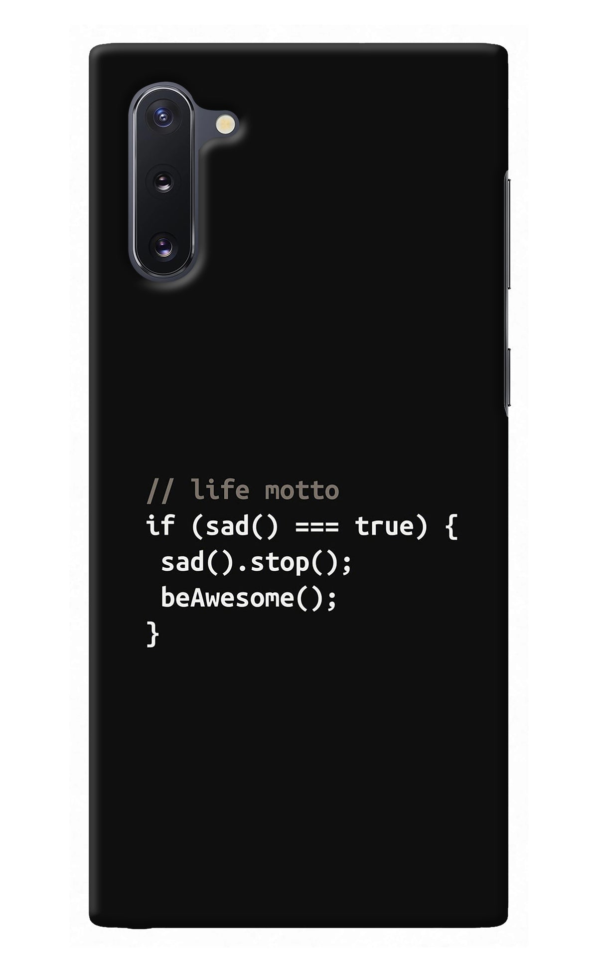 Life Motto Code Samsung Note 10 Back Cover