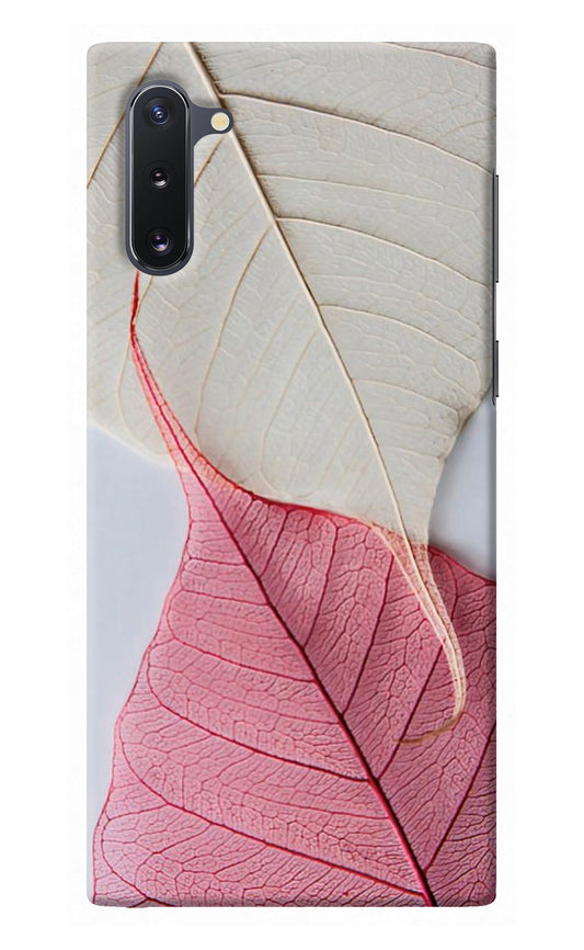 White Pink Leaf Samsung Note 10 Back Cover