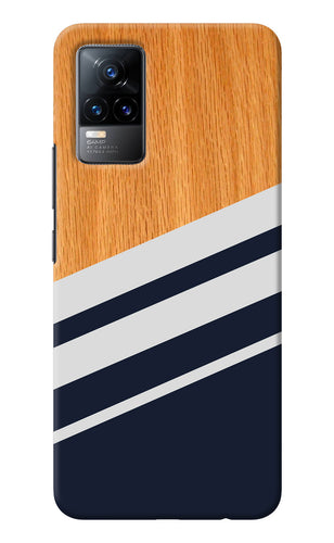 Blue and white wooden Vivo Y73/V21E 4G Back Cover