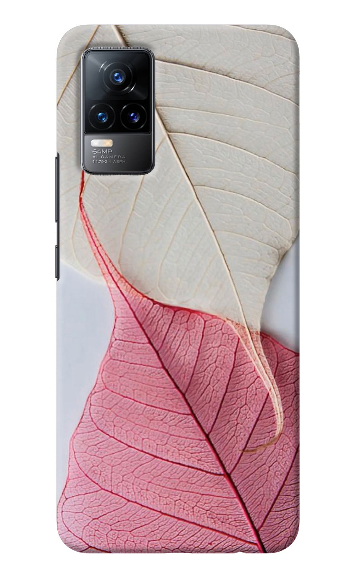 White Pink Leaf Vivo Y73/V21E 4G Back Cover