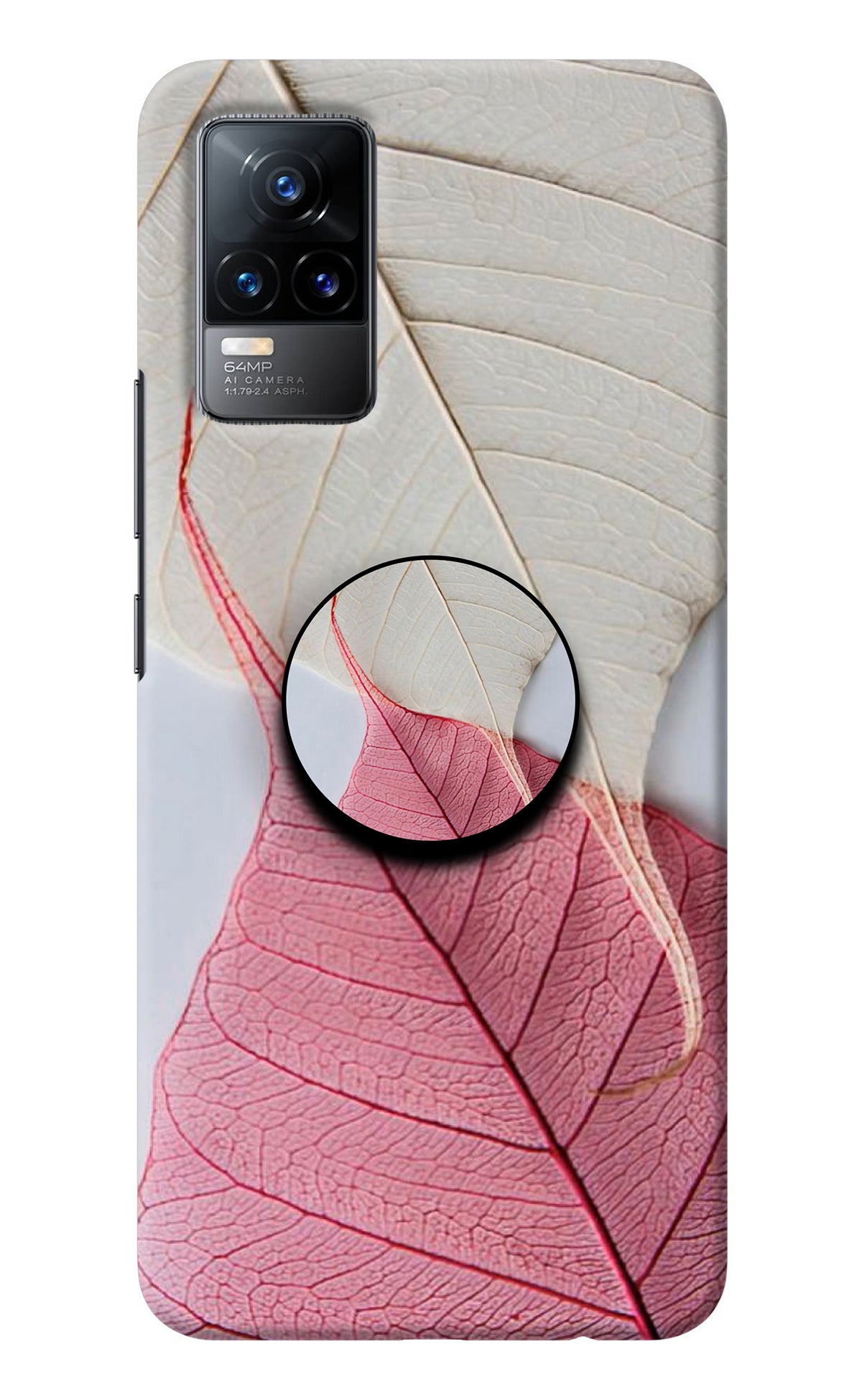 White Pink Leaf Vivo Y73/V21E 4G Pop Case