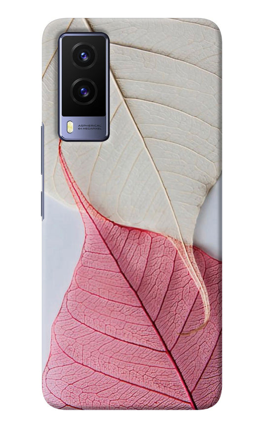 White Pink Leaf Vivo V21E 5G Back Cover