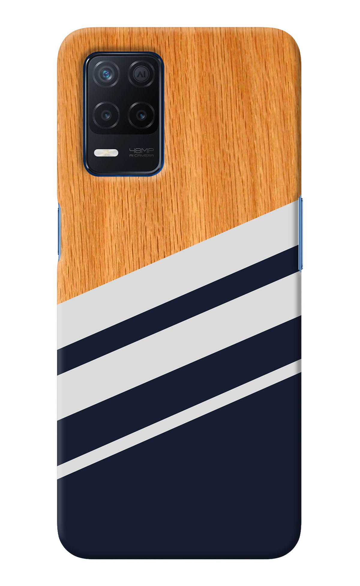 Blue and white wooden Realme Narzo 30 5G Back Cover