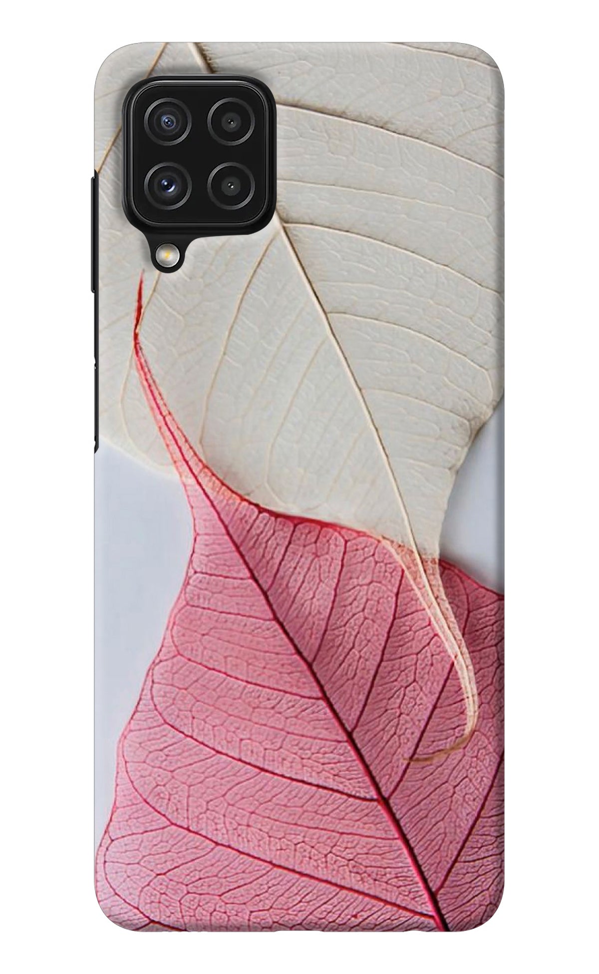 White Pink Leaf Samsung M32 Back Cover