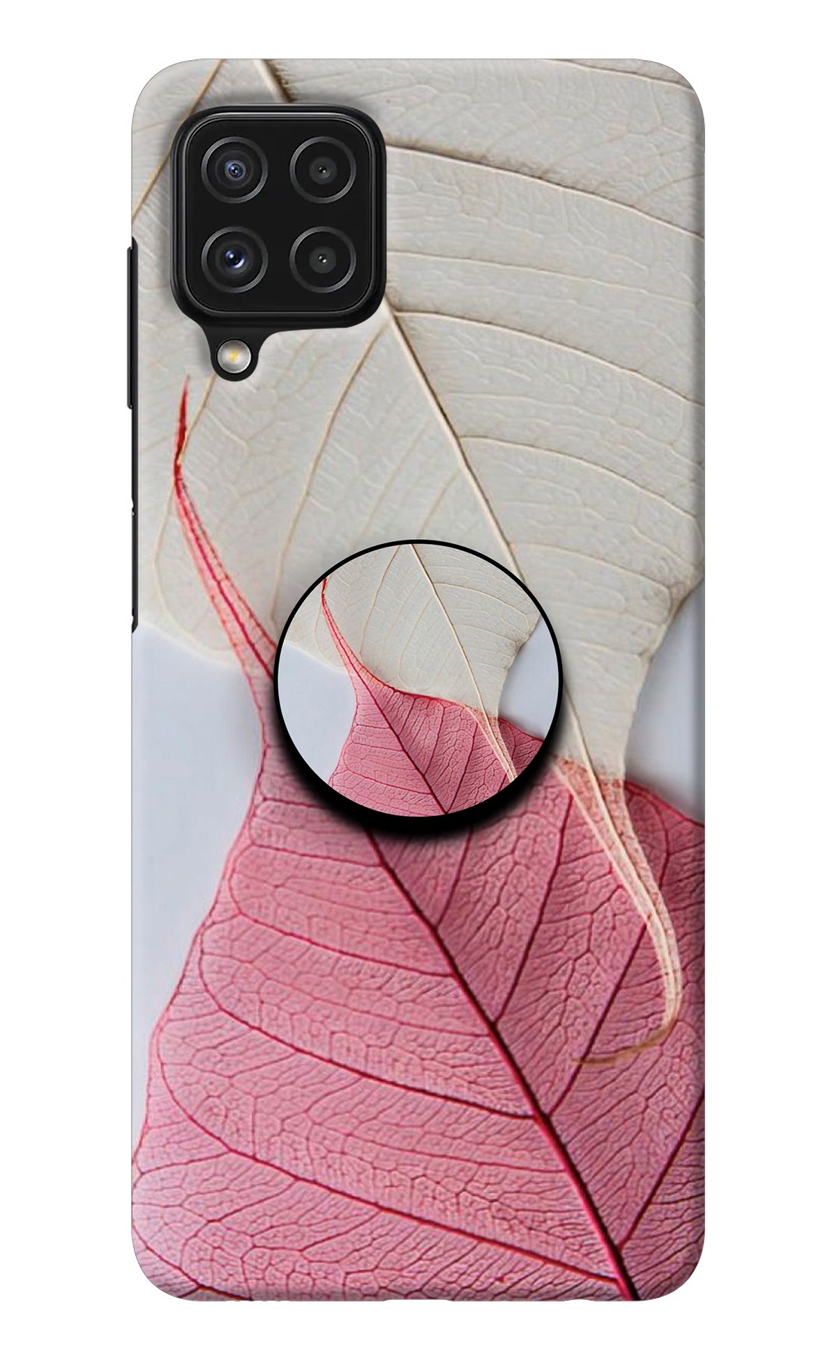 White Pink Leaf Samsung M32 Pop Case