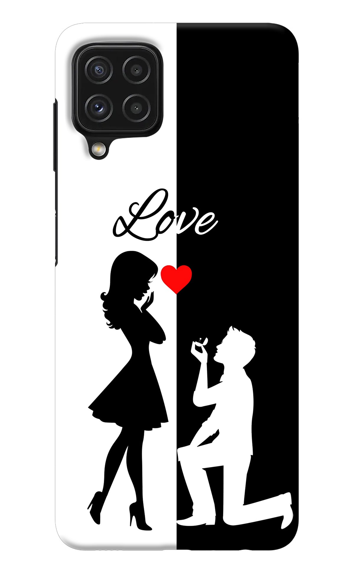 Love Propose Black And White Samsung A22 4G Back Cover