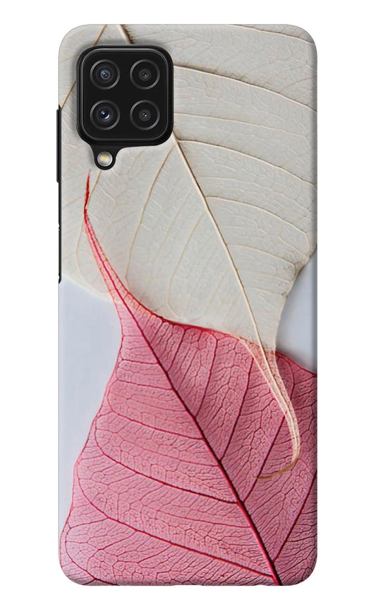 White Pink Leaf Samsung A22 4G Back Cover