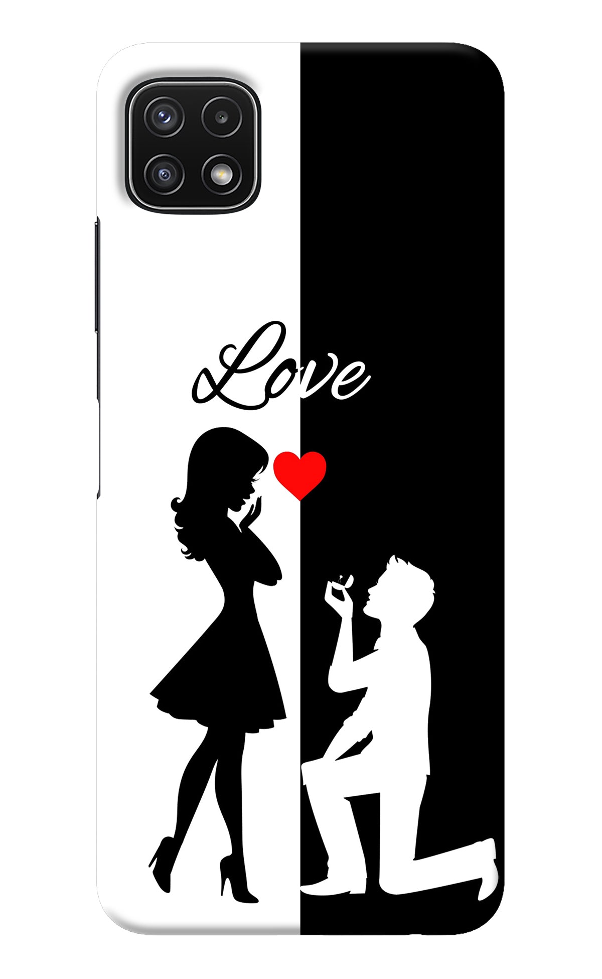 Love Propose Black And White Samsung A22 5G Back Cover