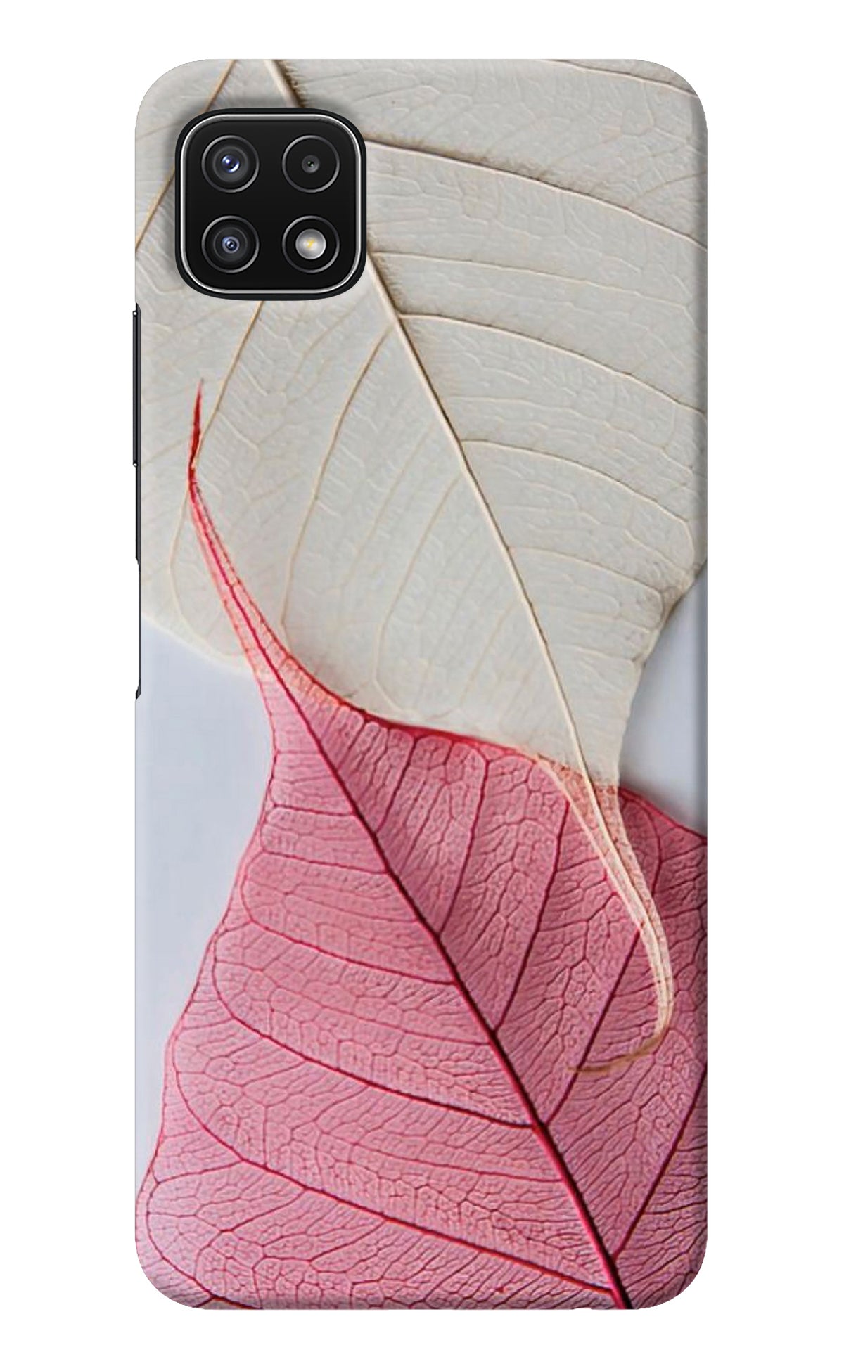White Pink Leaf Samsung A22 5G Back Cover