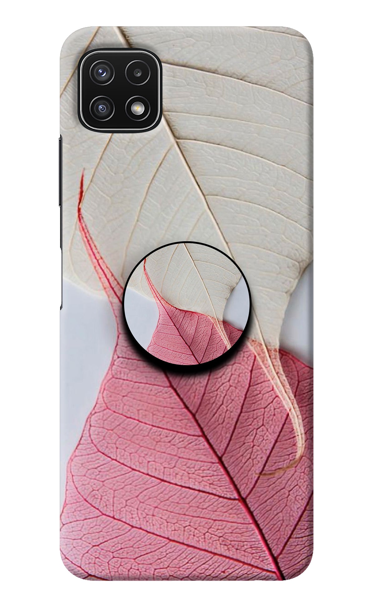 White Pink Leaf Samsung A22 5G Pop Case