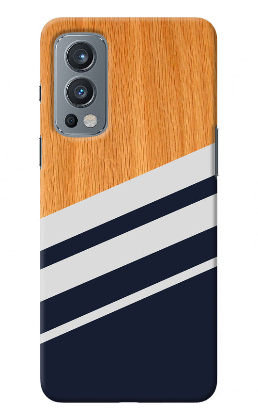 Blue and white wooden OnePlus Nord 2 5G Back Cover