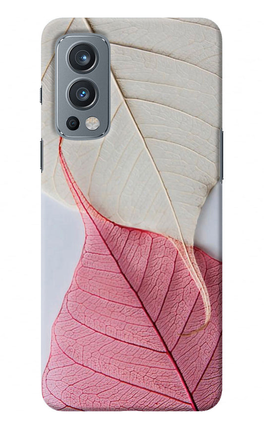 White Pink Leaf OnePlus Nord 2 5G Back Cover