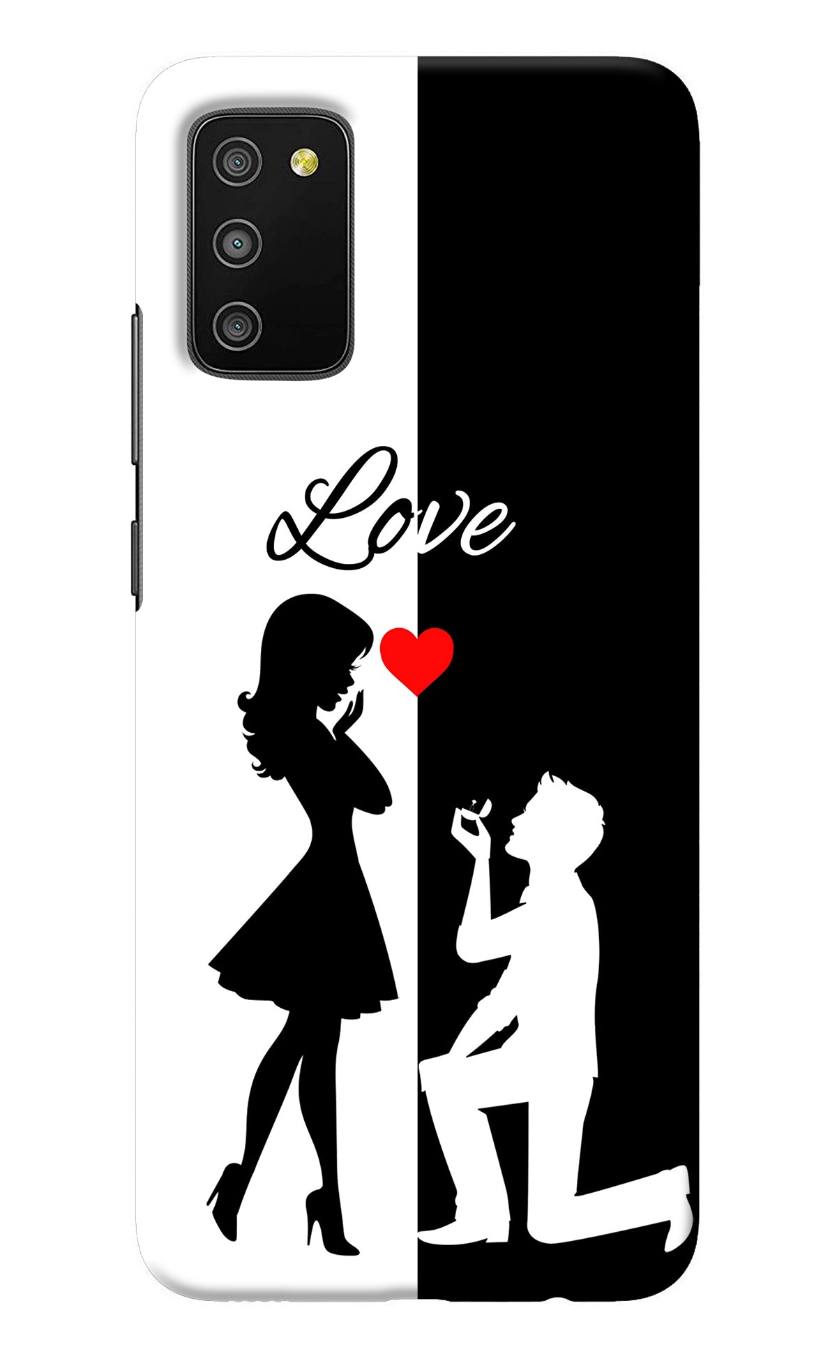 Love Propose Black And White Samsung M02s Back Cover