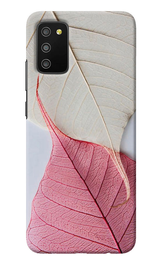 White Pink Leaf Samsung M02s Back Cover