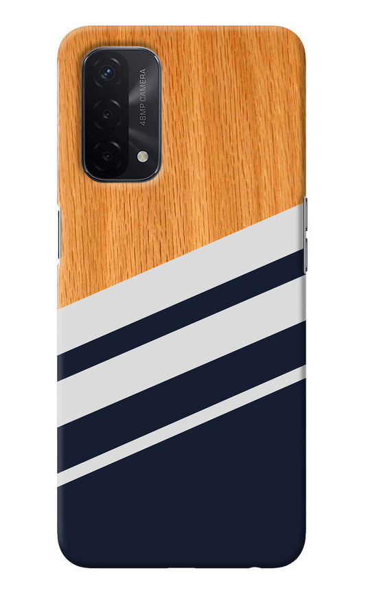 Blue and white wooden Oppo A74 5G Back Cover