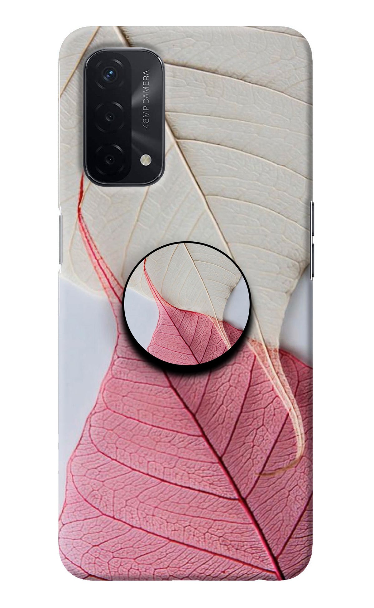 White Pink Leaf Oppo A74 5G Pop Case