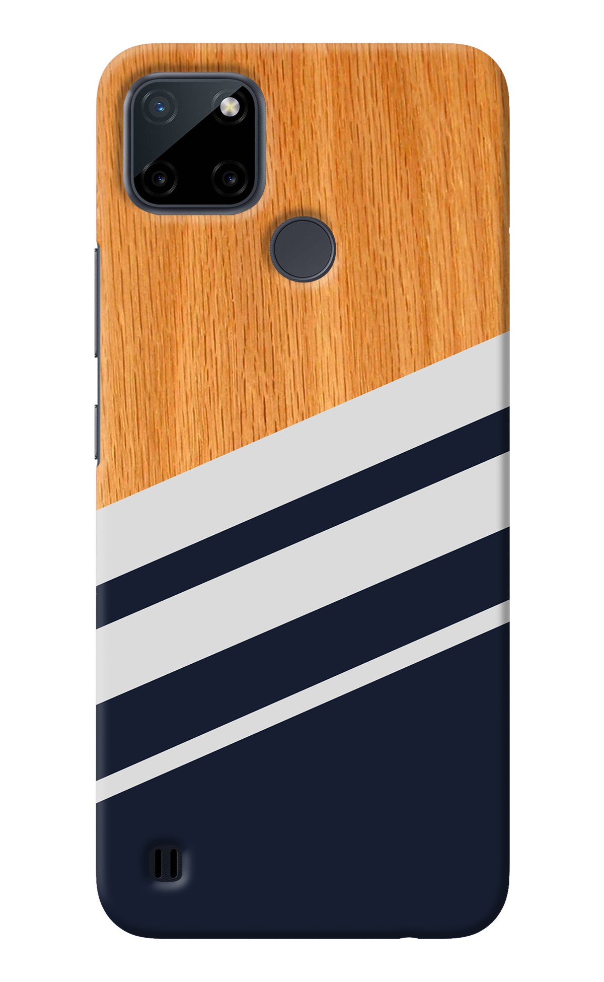 Blue and white wooden Realme C21Y/C25Y Back Cover