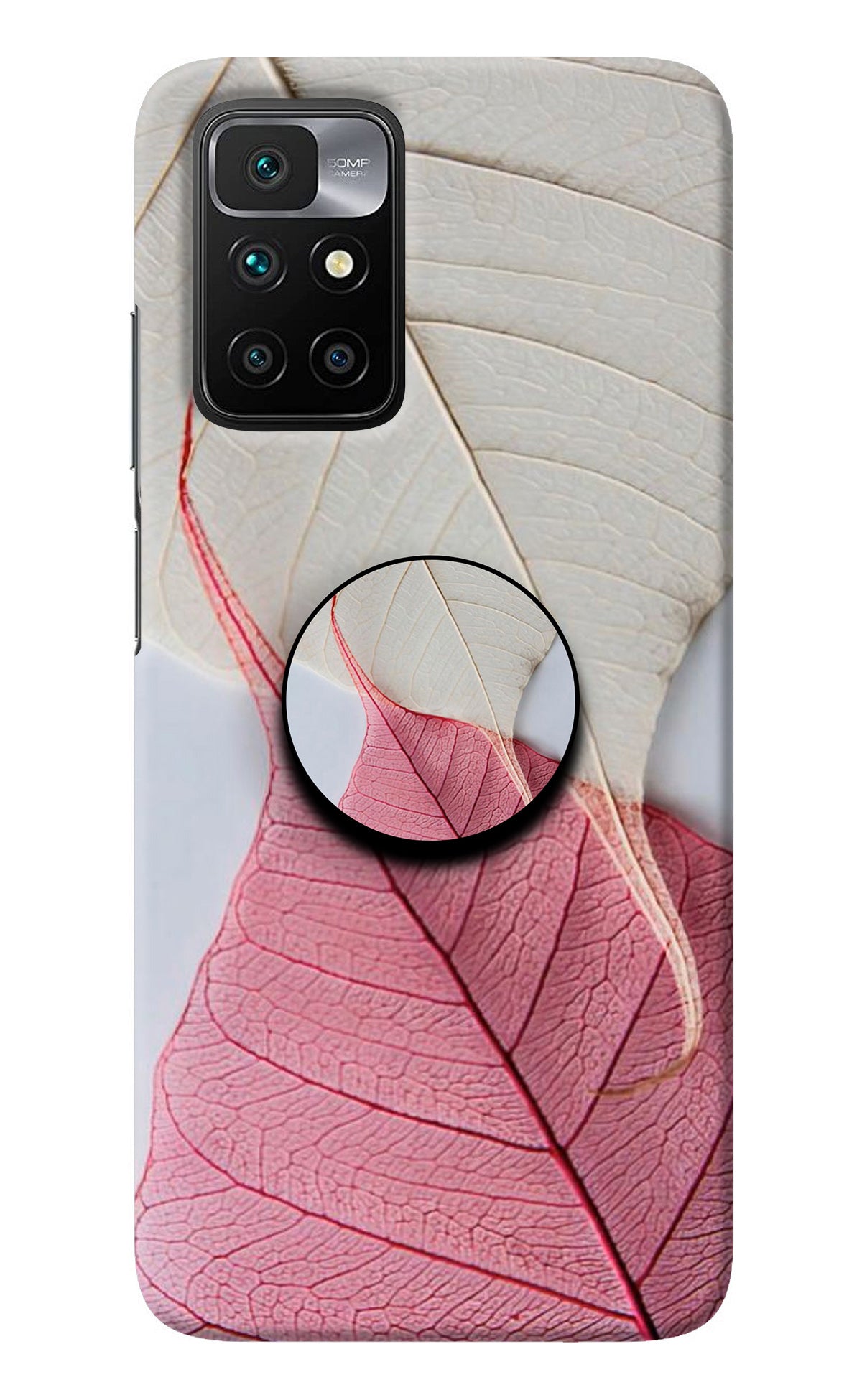 White Pink Leaf Redmi 10 Prime Pop Case