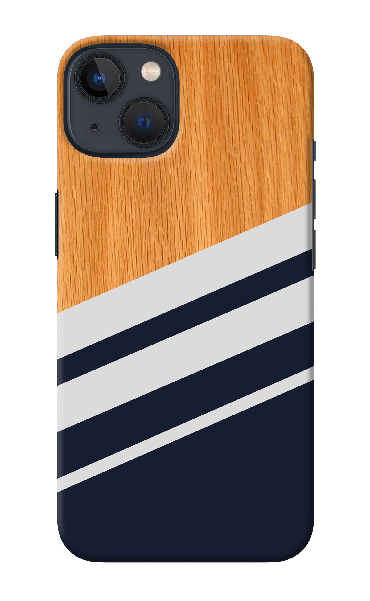 Blue and white wooden iPhone 13 Back Cover