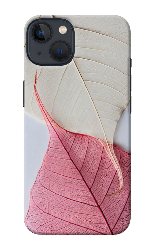 White Pink Leaf iPhone 13 Back Cover