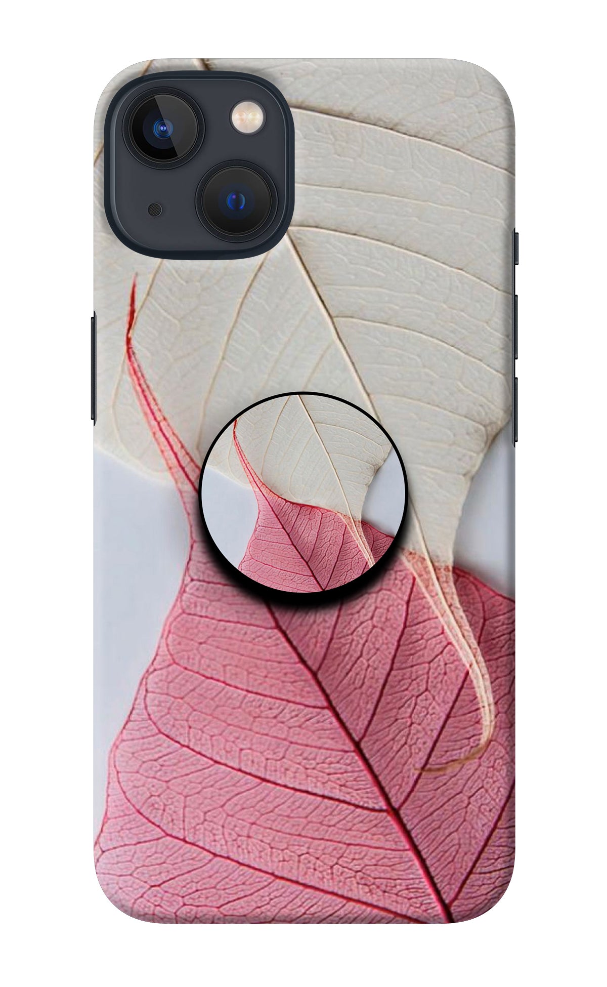 White Pink Leaf iPhone 13 Pop Case