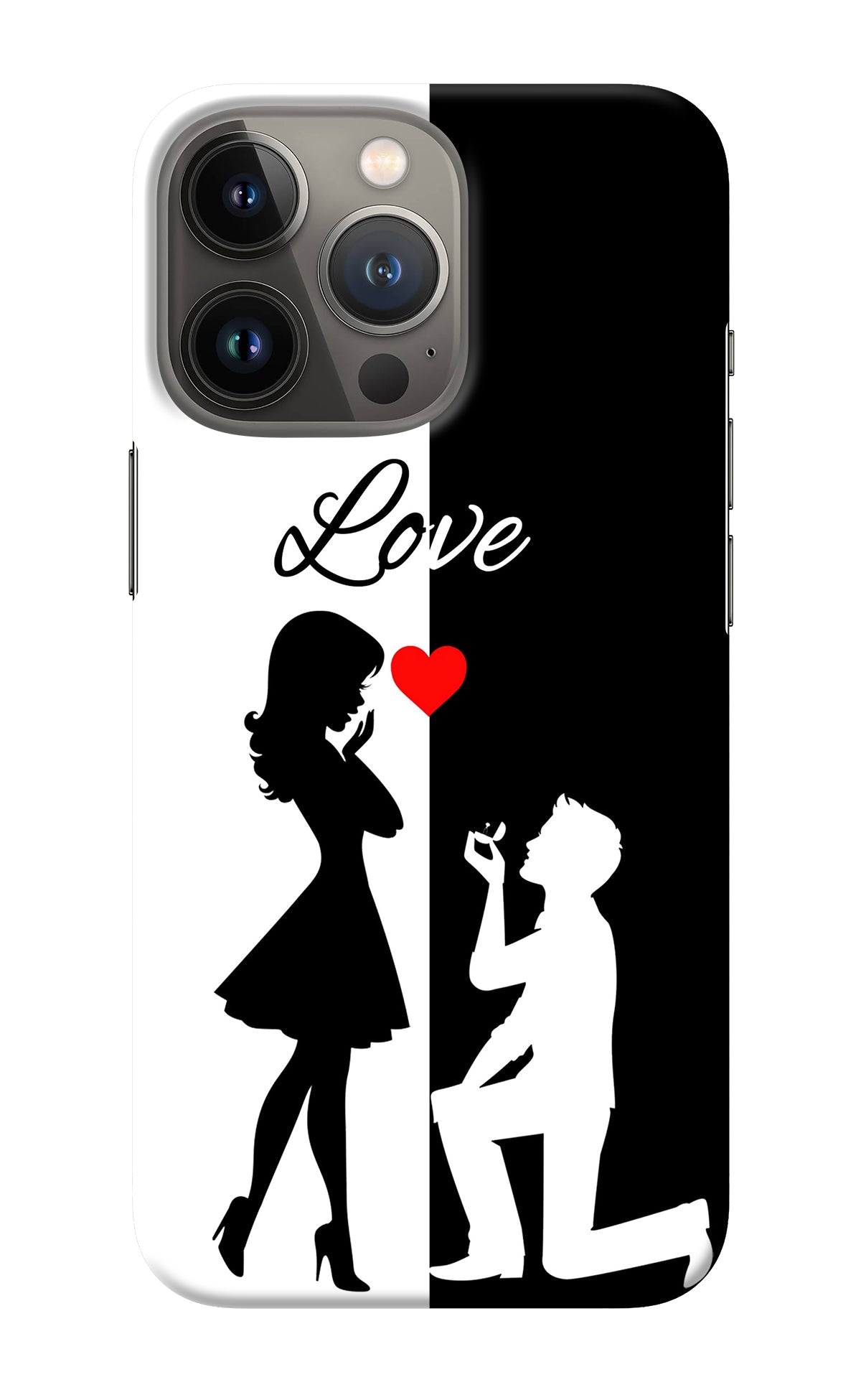 Love Propose Black And White iPhone 13 Pro Back Cover