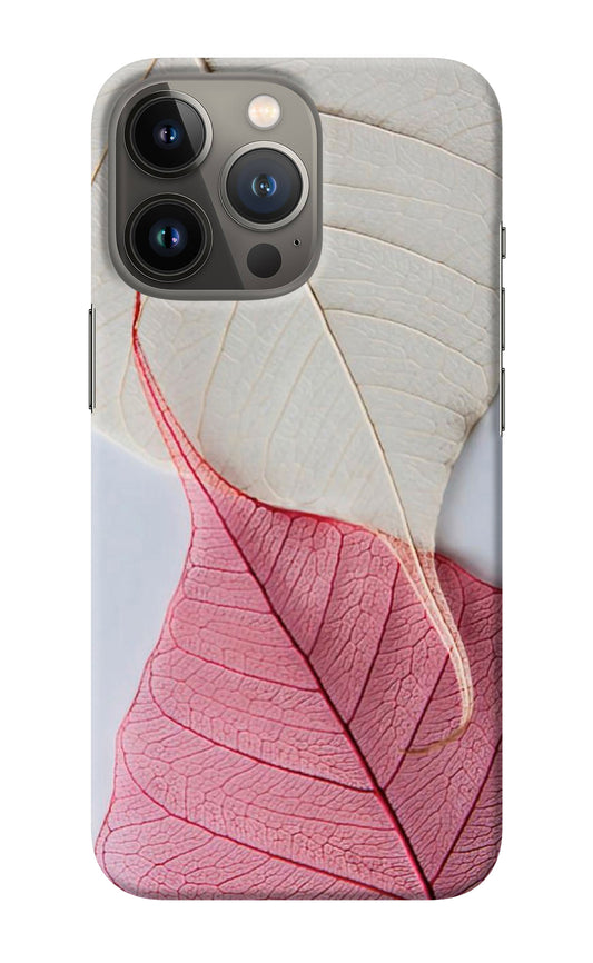 White Pink Leaf iPhone 13 Pro Back Cover