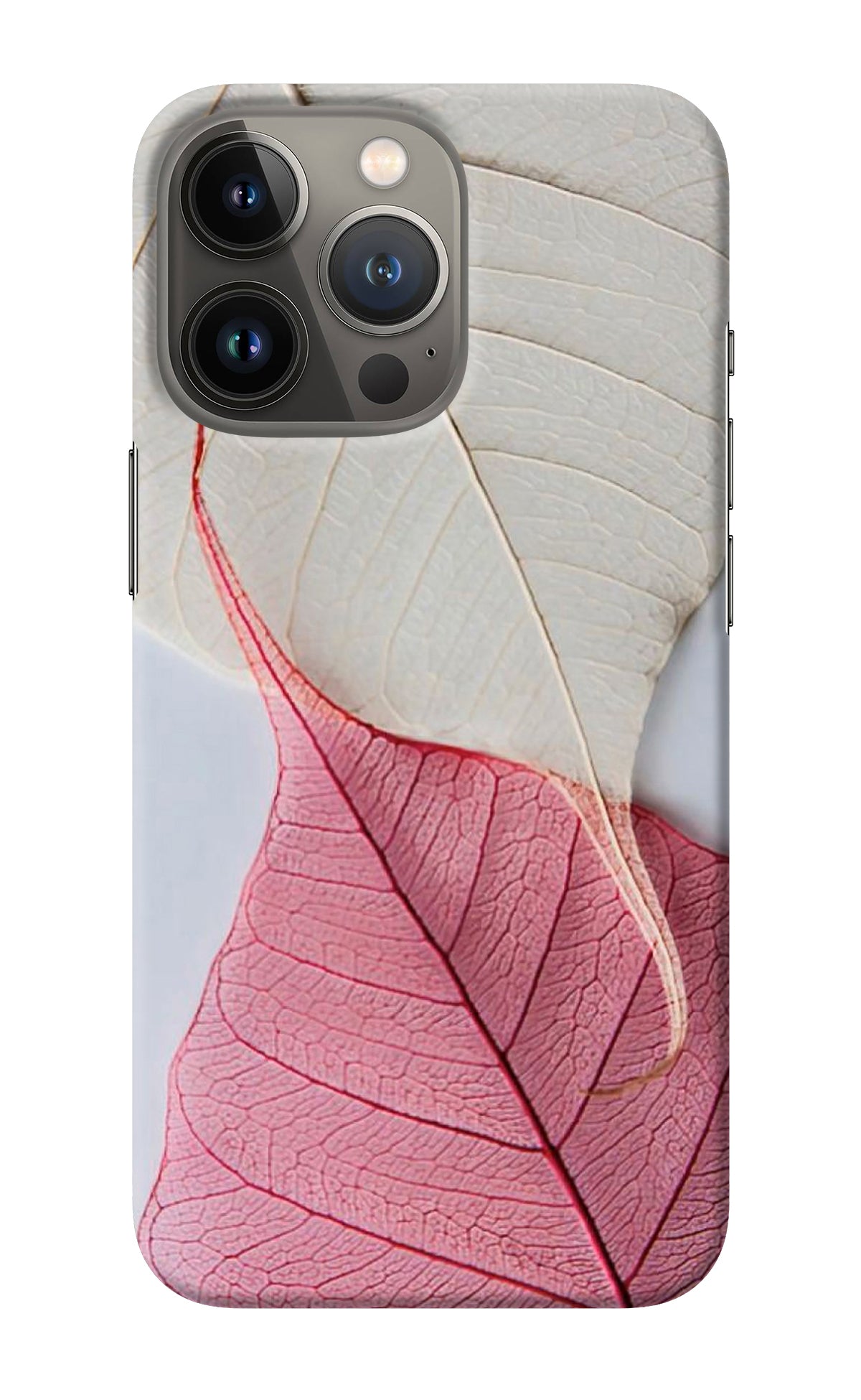 White Pink Leaf iPhone 13 Pro Max Back Cover