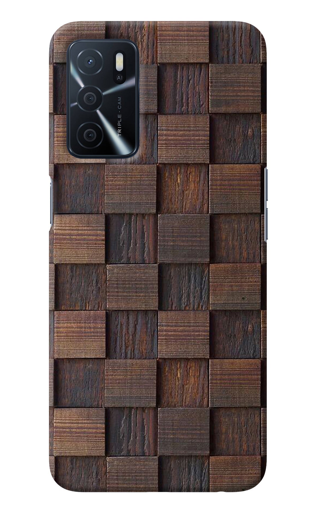 Wooden Cube Design Oppo A16 Back Cover