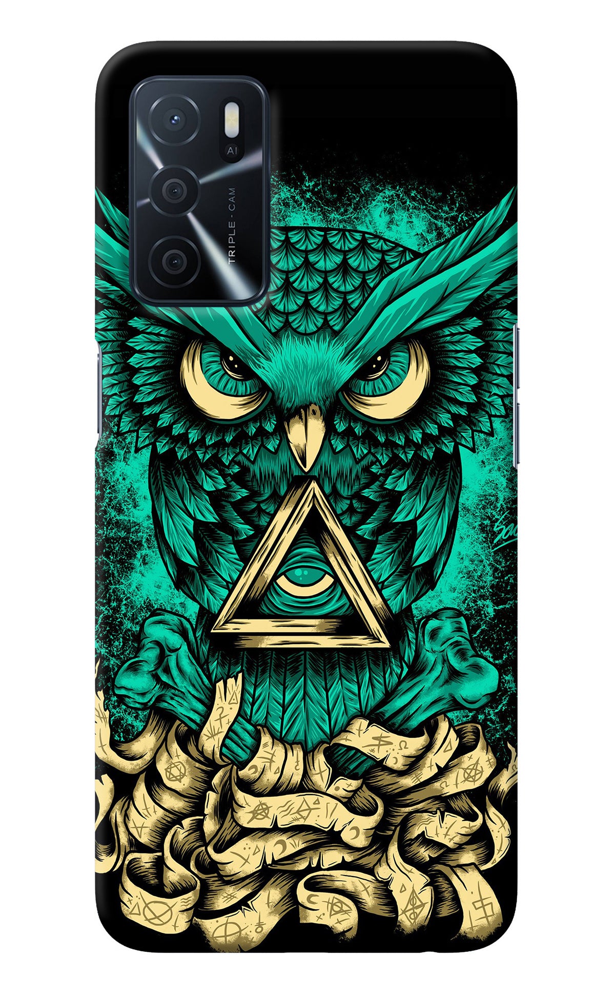 Green Owl Oppo A16 Back Cover