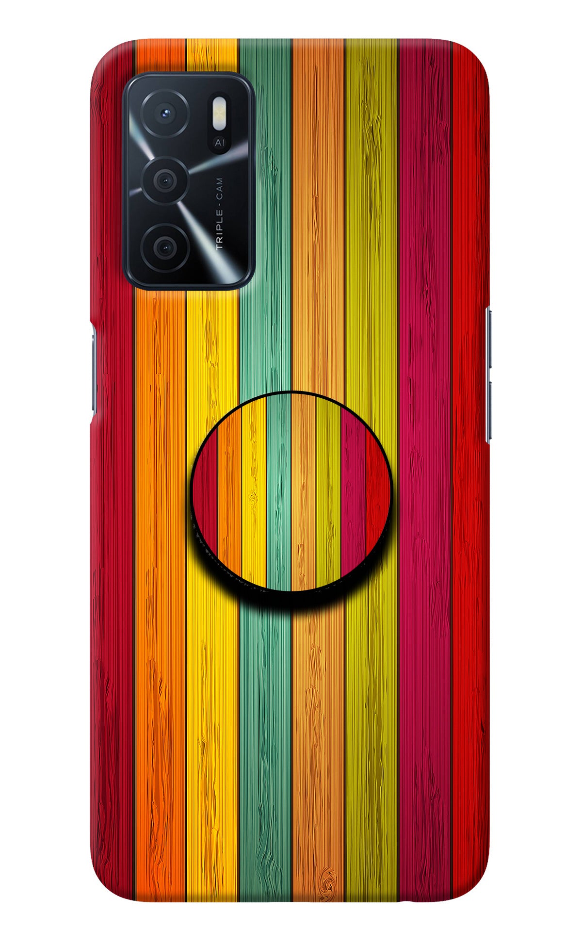 Multicolor Wooden Oppo A16 Pop Case