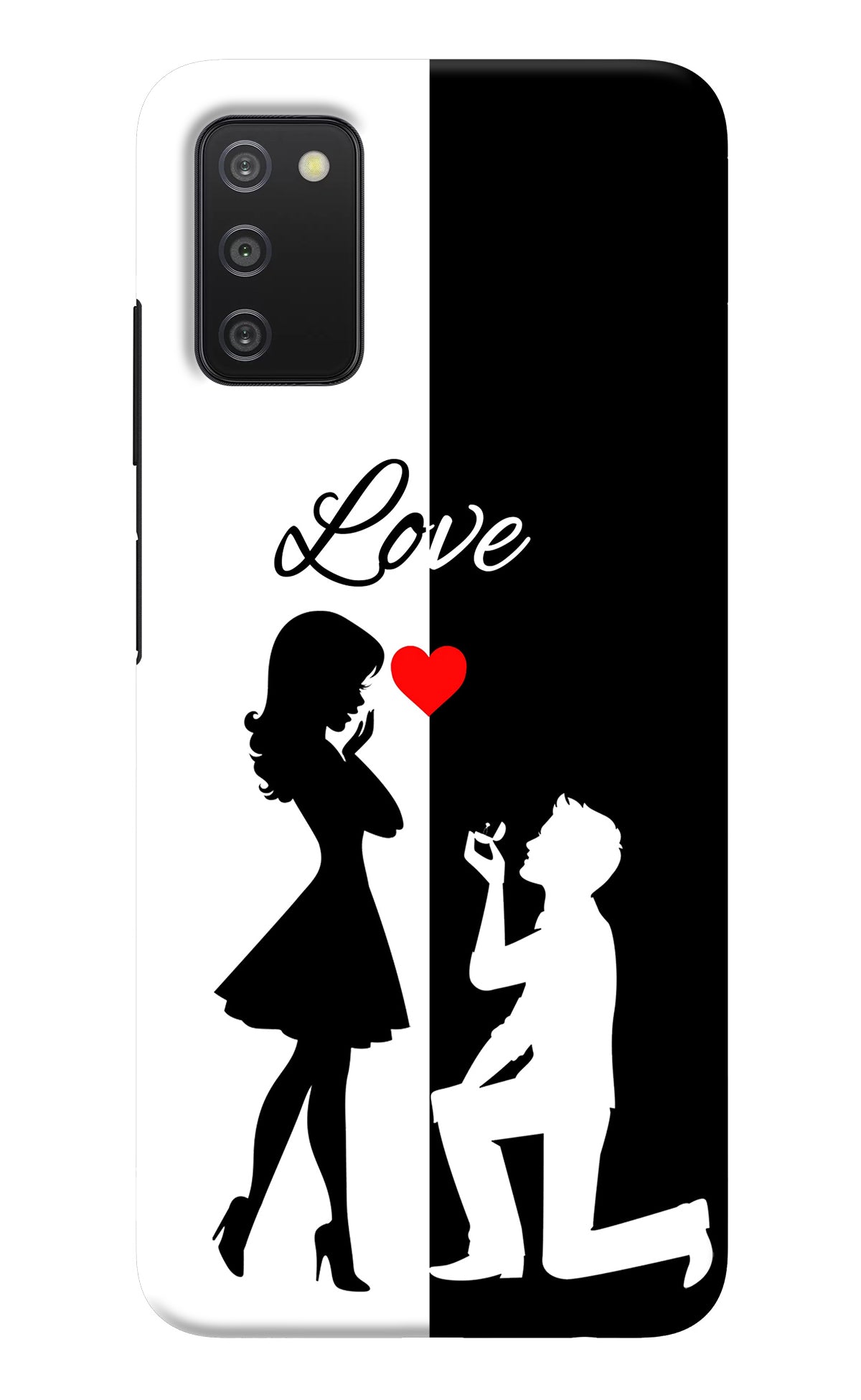 Love Propose Black And White Samsung A03s Back Cover