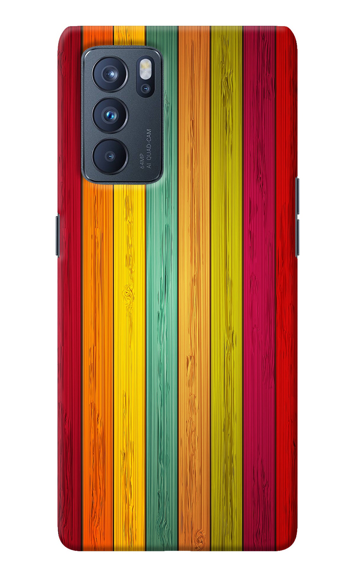 Multicolor Wooden Oppo Reno6 Pro 5G Back Cover