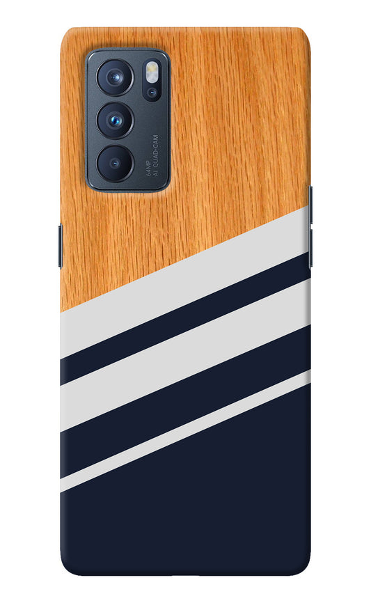 Blue and white wooden Oppo Reno6 Pro 5G Back Cover