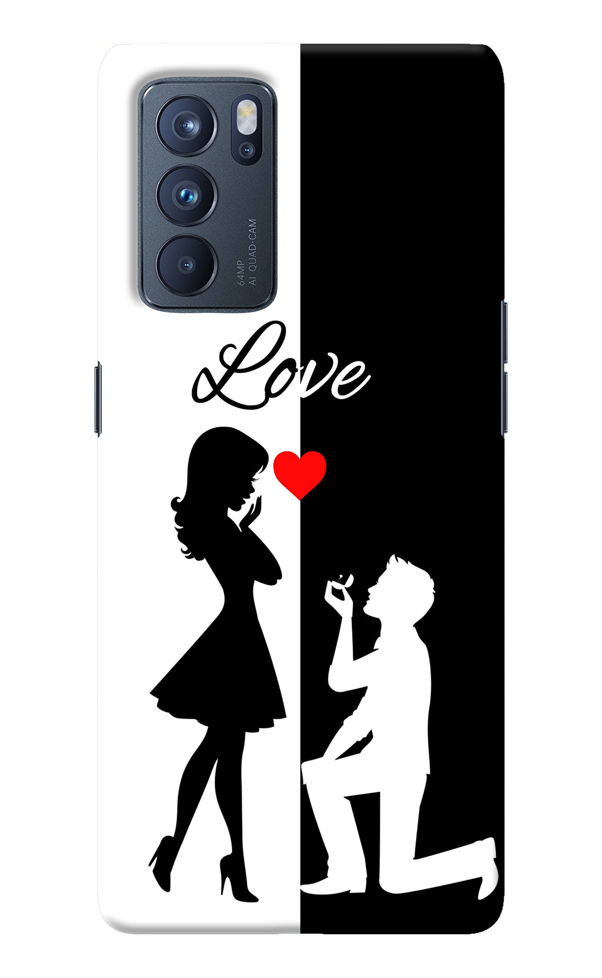 Love Propose Black And White Oppo Reno6 Pro 5G Back Cover