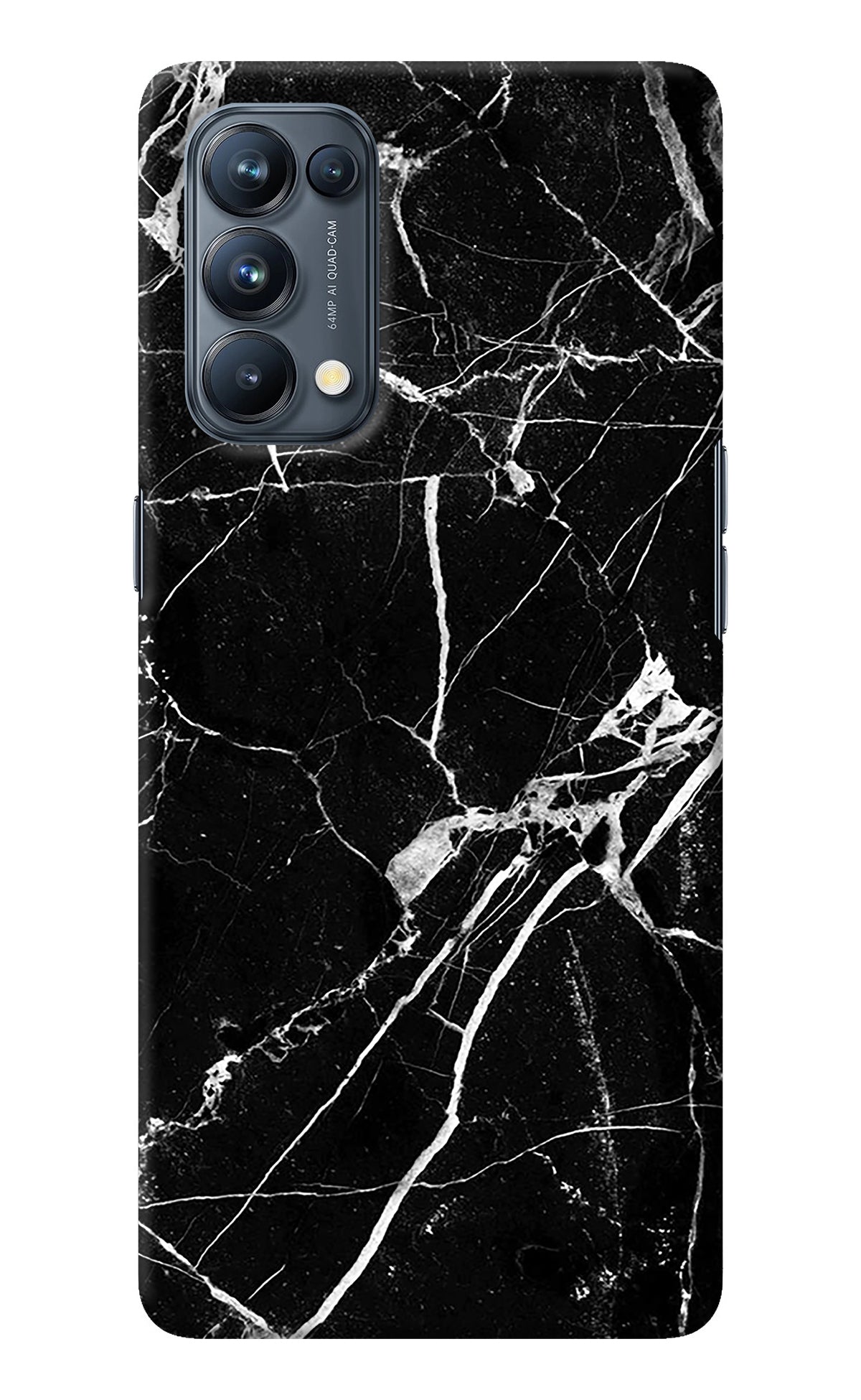 Black Marble Pattern Oppo Reno5 Pro 5G Back Cover