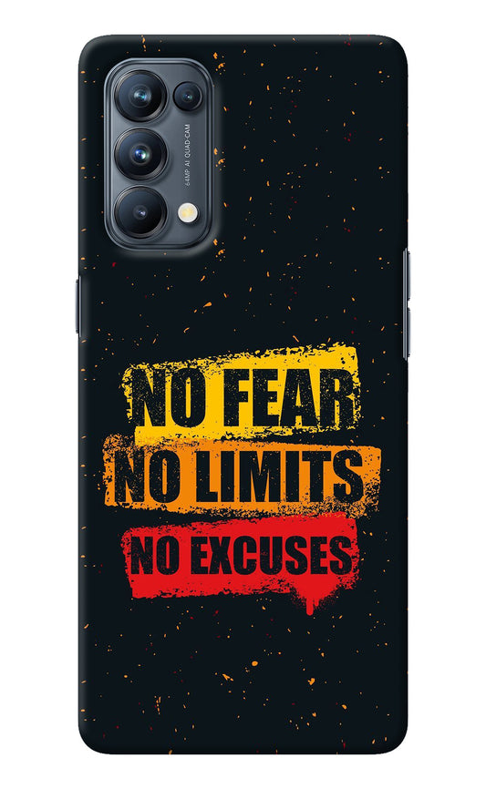 No Fear No Limits No Excuse Oppo Reno5 Pro 5G Back Cover