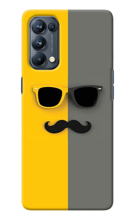 Sunglasses with Mustache Oppo Reno5 Pro 5G Back Cover