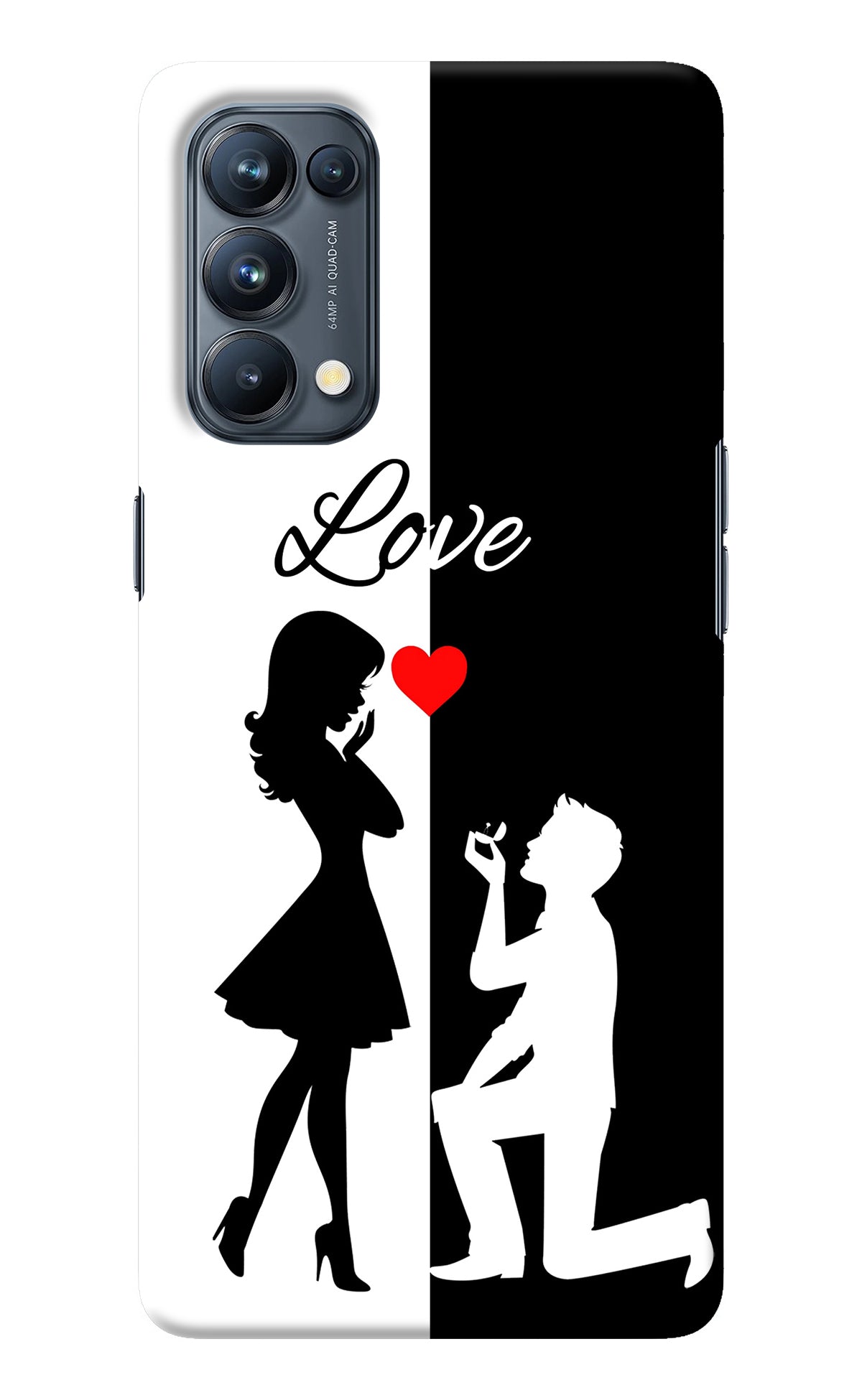 Love Propose Black And White Oppo Reno5 Pro 5G Back Cover