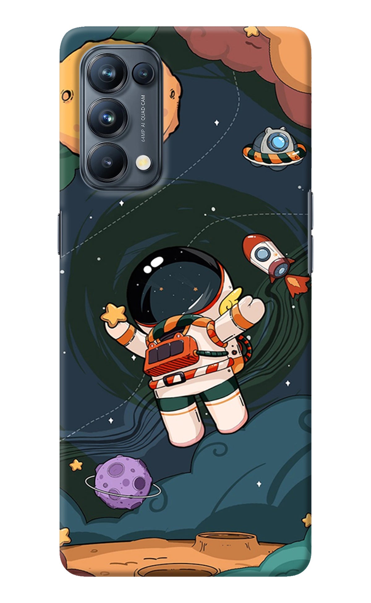 Cartoon Astronaut Oppo Reno5 Pro 5G Back Cover