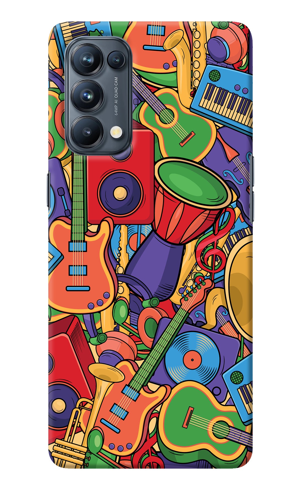 Music Instrument Doodle Oppo Reno5 Pro 5G Back Cover