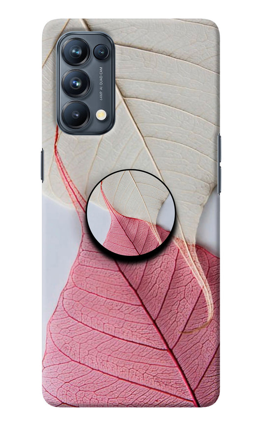 White Pink Leaf Oppo Reno5 Pro 5G Pop Case