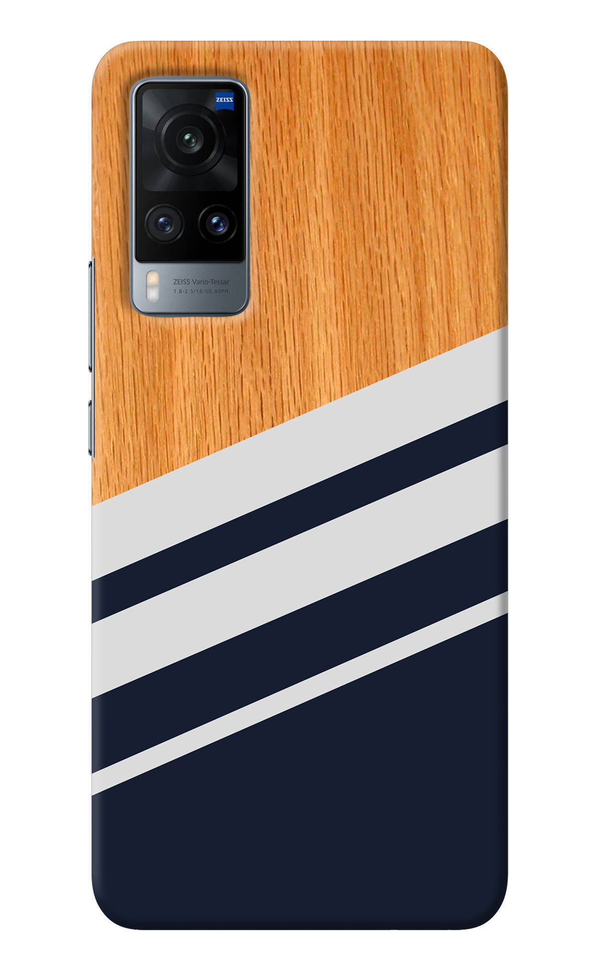 Blue and white wooden Vivo X60 Back Cover