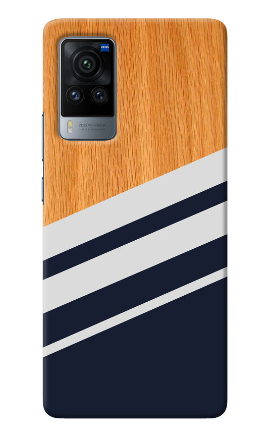 Blue and white wooden Vivo X60 Pro Back Cover